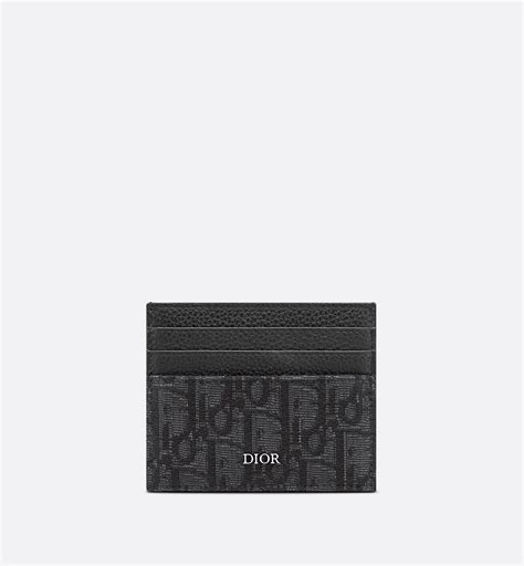 dior card holder oblique jacquard|Card Holder Black Dior Oblique Jacquard and Grained Calfskin.